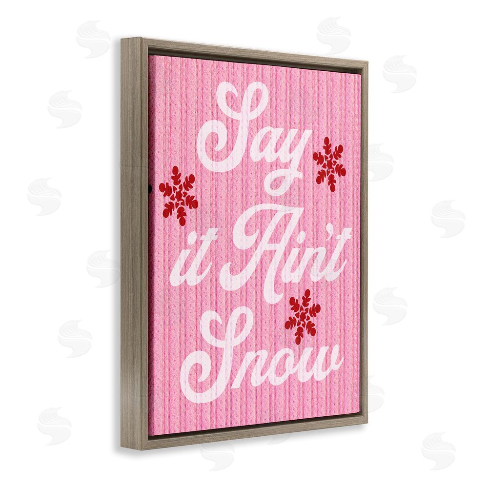 Stupell Studio Pink Say It Ain't Snow Brown Floating Frame Canvas Wall Art Print