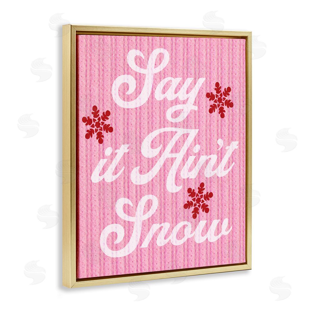 Stupell Studio Pink Say It Ain't Snow Gold Floating Frame Canvas Wall Art Print
