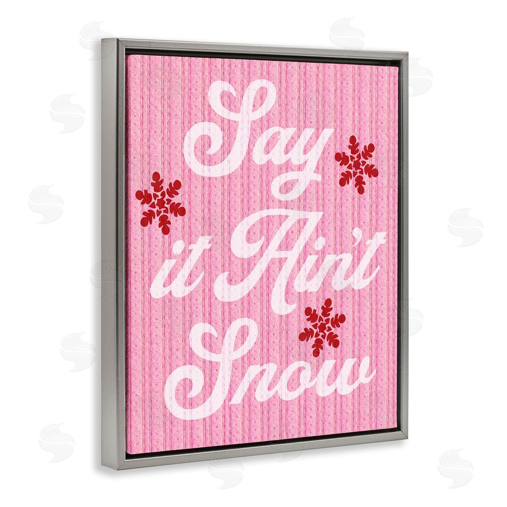 Stupell Studio Pink Say It Ain't Snow Grey Floating Frame Canvas Wall Art Print