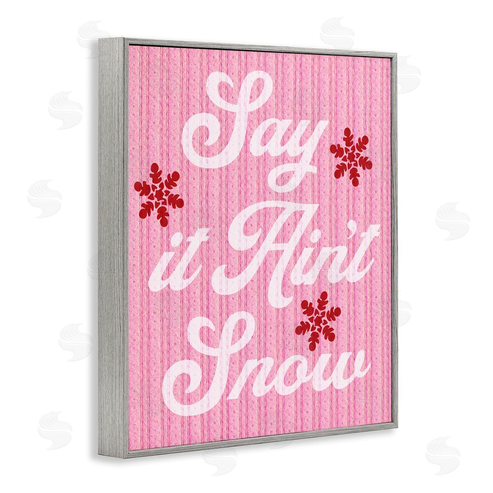 Stupell Studio Pink Say It Ain't Snow Gray Framed Giclee Wall Art Print