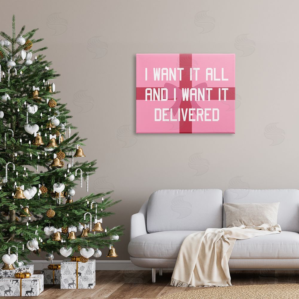 Stupell Studio Funny Want Gifts Delivered Canvas Wall Art Print in Room