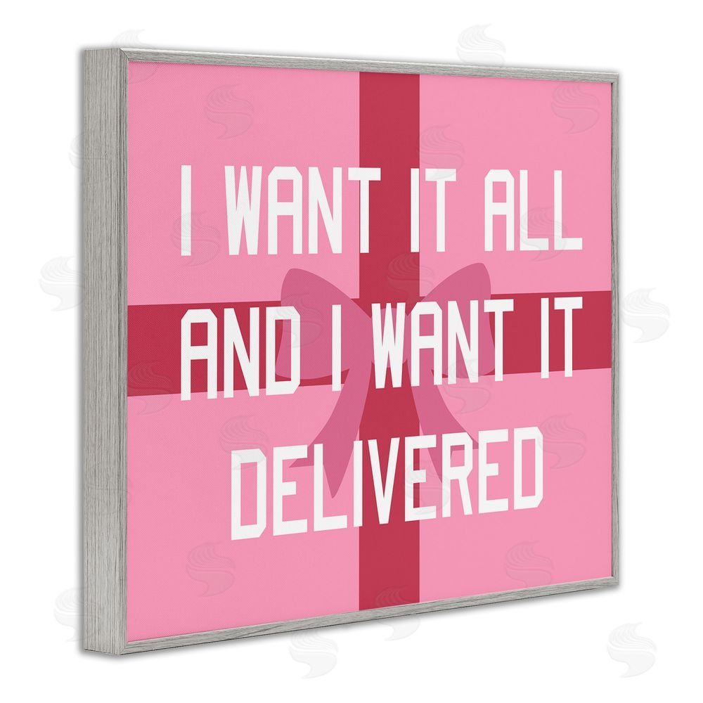Stupell Studio Funny Want Gifts Delivered Gray Framed Giclee Wall Art Print