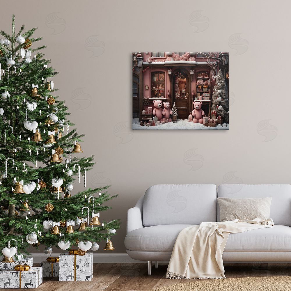 RB Christmas Shop with Bears Canvas Wall Art Print in Room