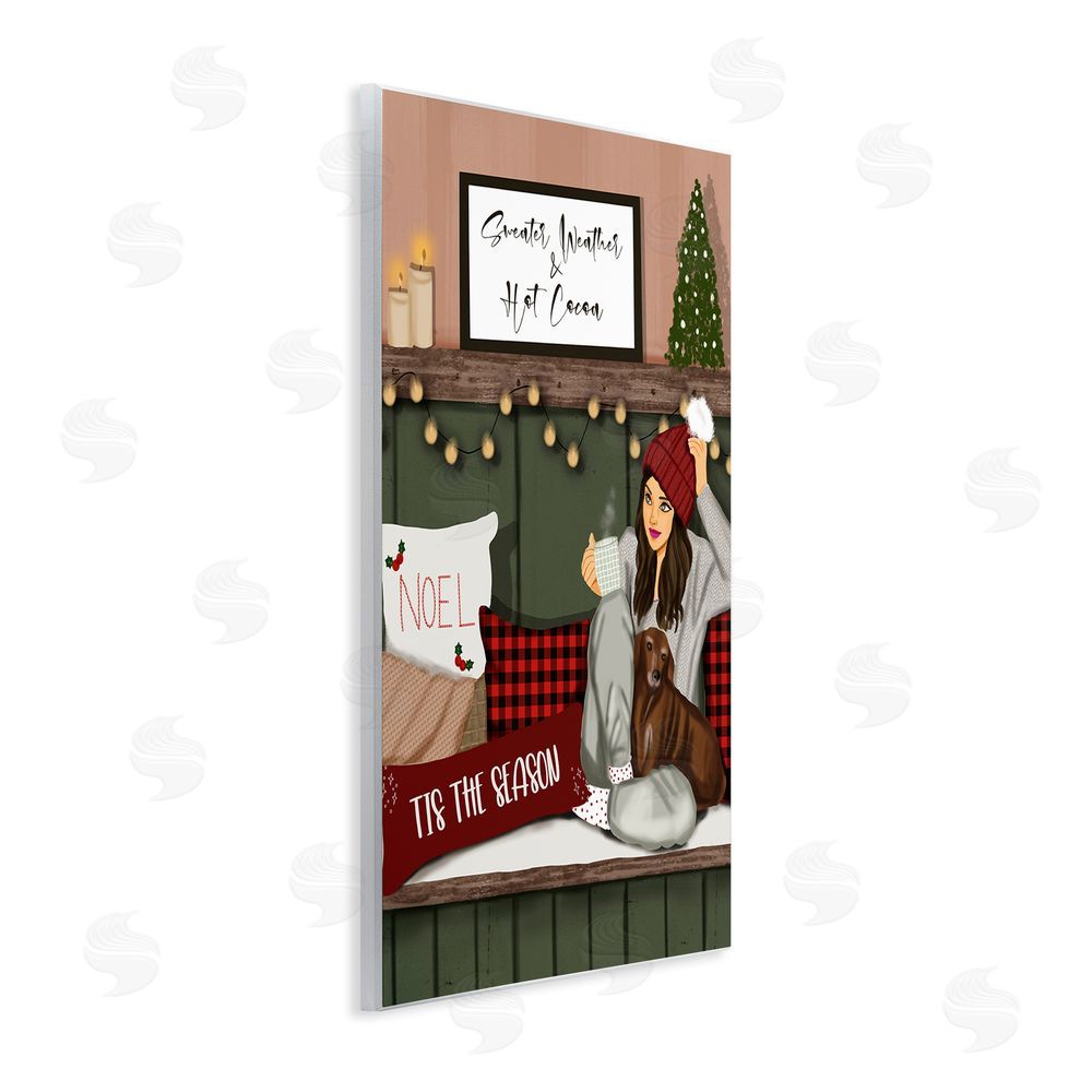 Saba Rauf Cozy Girl with Christmas Phrases Wall Plaque Art Print