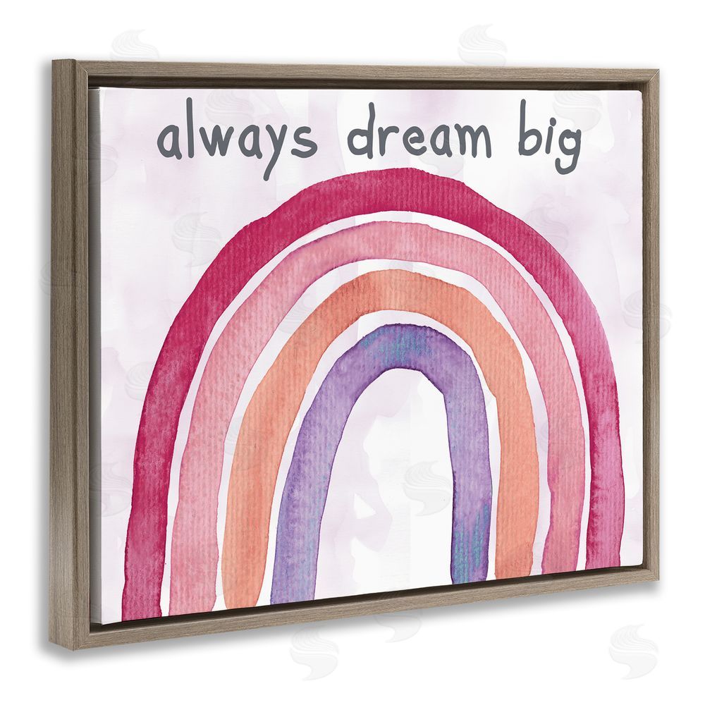 Kelly Donovan Always Dream Big Rainbow Brown Floating Frame Canvas Wall Art Print