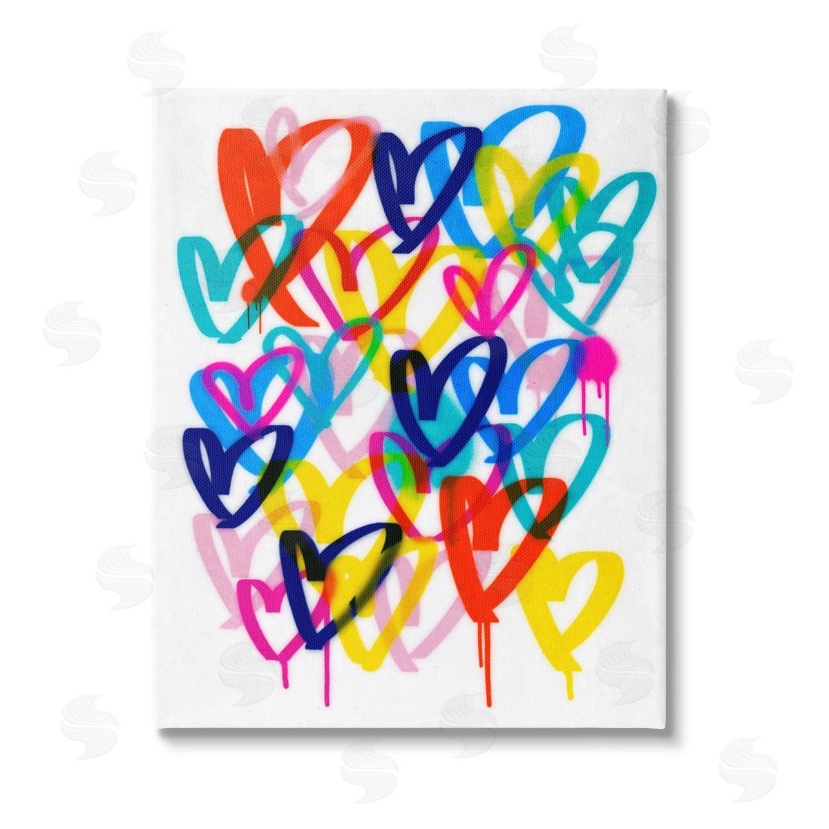 Victoria Barnes Hearts with Paint Drip Stretched Canvas Wall Art Print