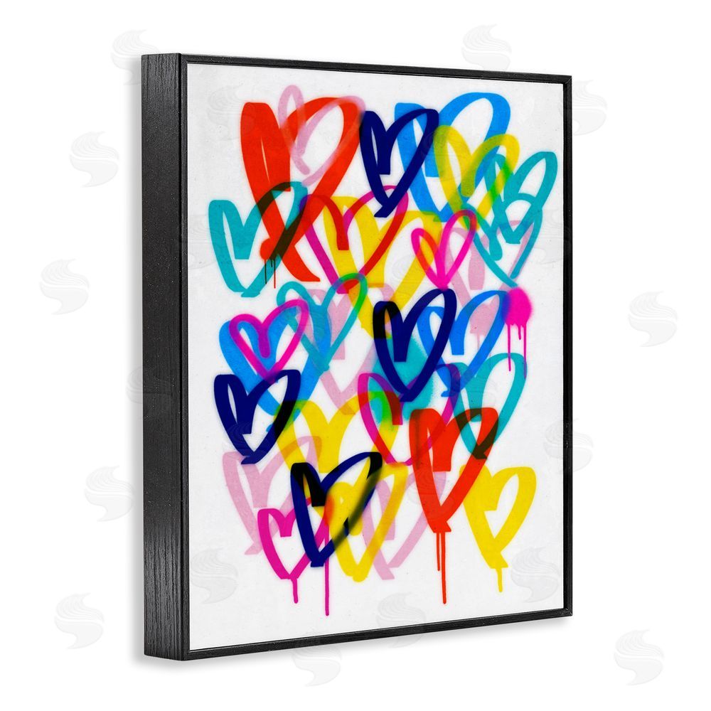 Victoria Barnes Hearts with Paint Drip Black Framed Giclee Wall Art Print