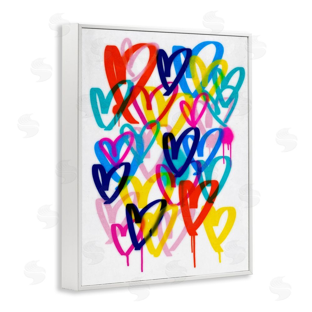 Victoria Barnes Hearts with Paint Drip White Framed Giclee Wall Art Print