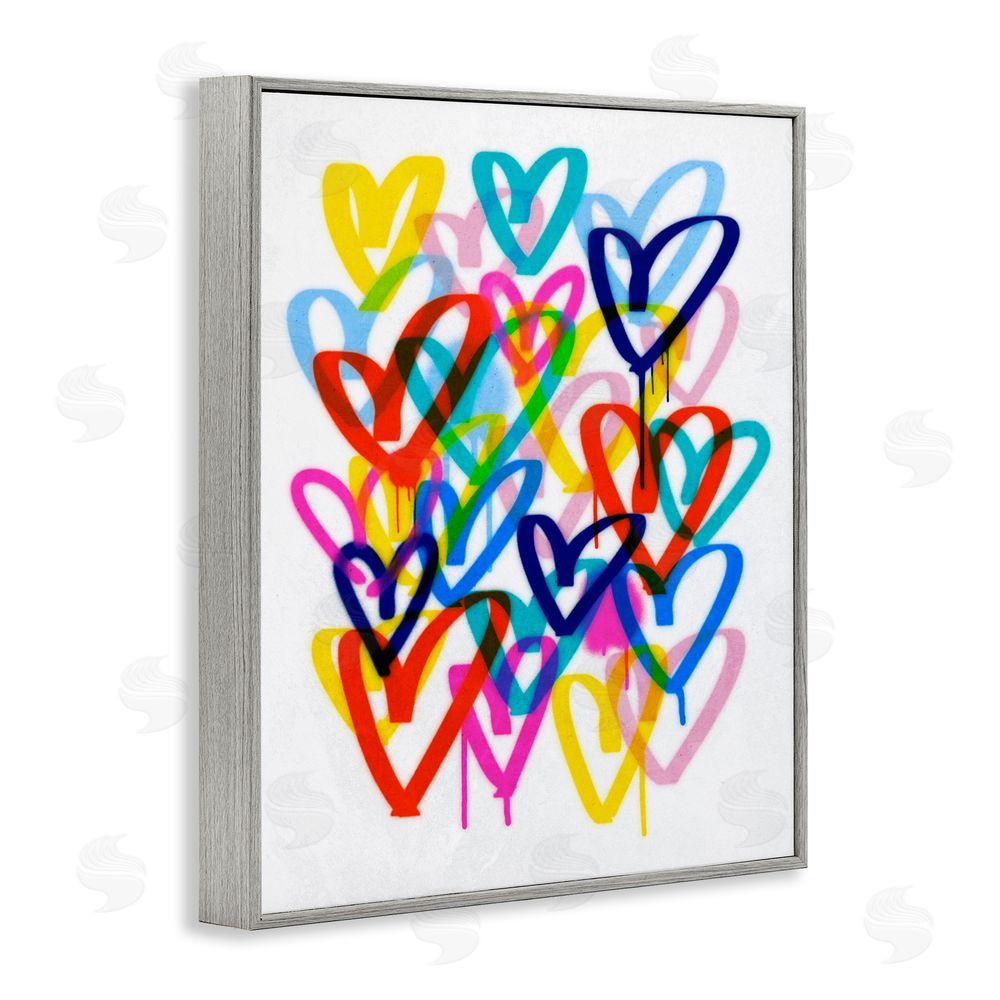 Victoria Barnes Urban Graffiti Hearts Gray Framed Giclee Wall Art Print