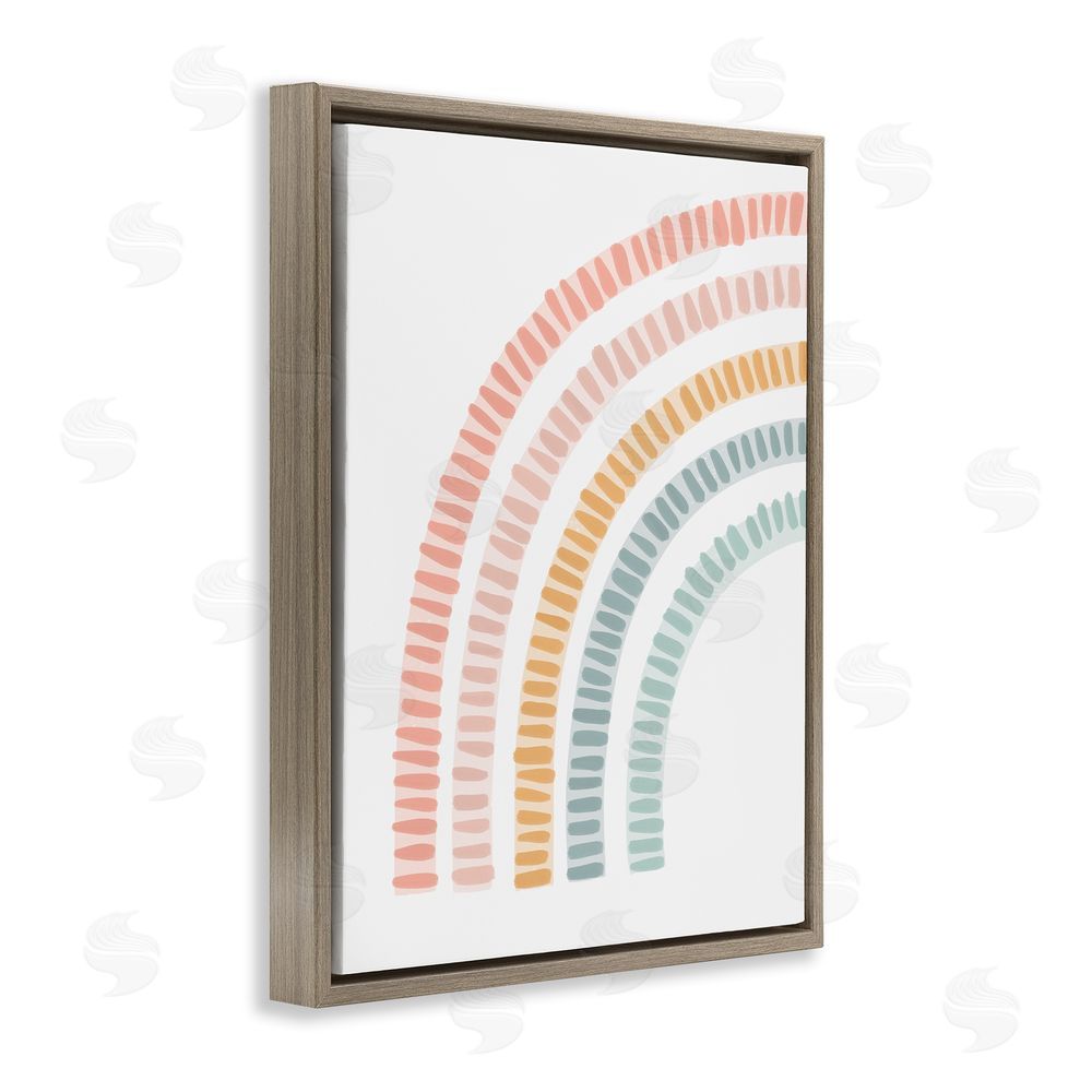 Stupell Studio Minimal Pastel Rainbow Brown Floating Frame Canvas Wall Art Print