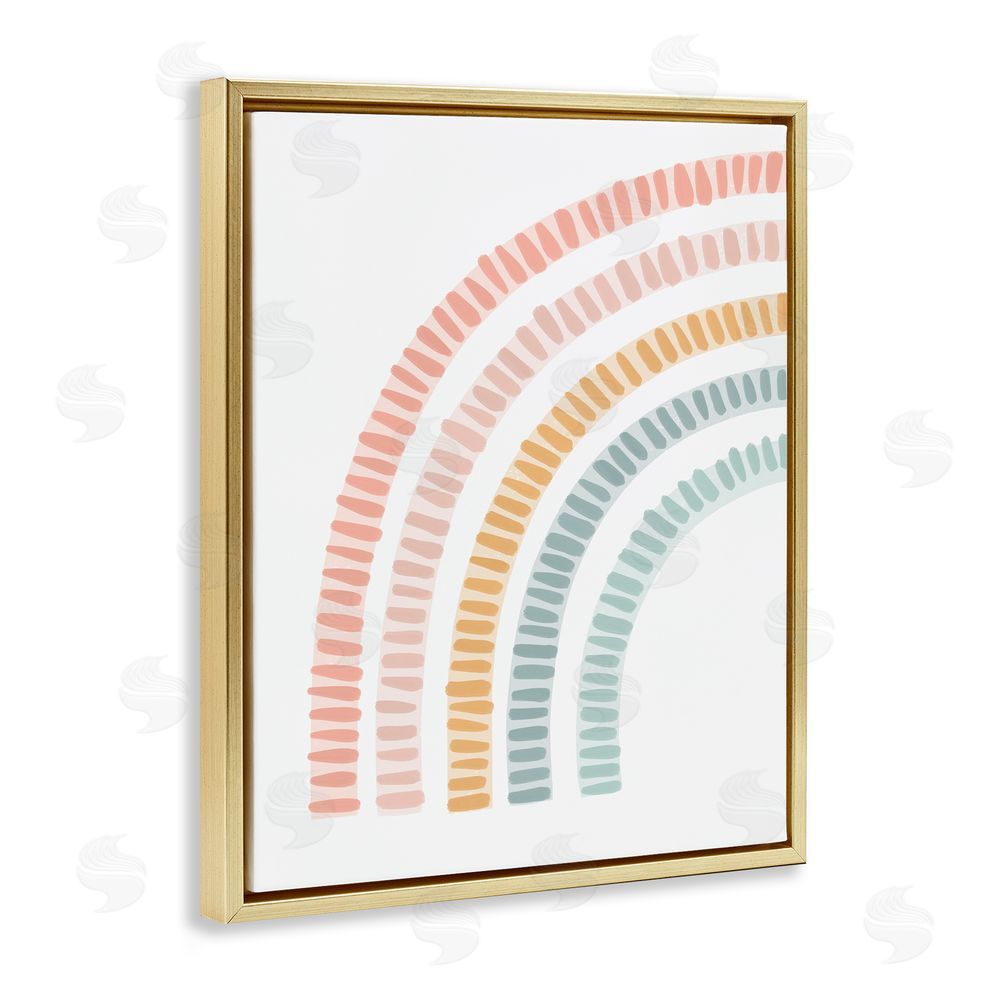 Stupell Studio Minimal Pastel Rainbow Gold Floating Frame Canvas Wall Art Print