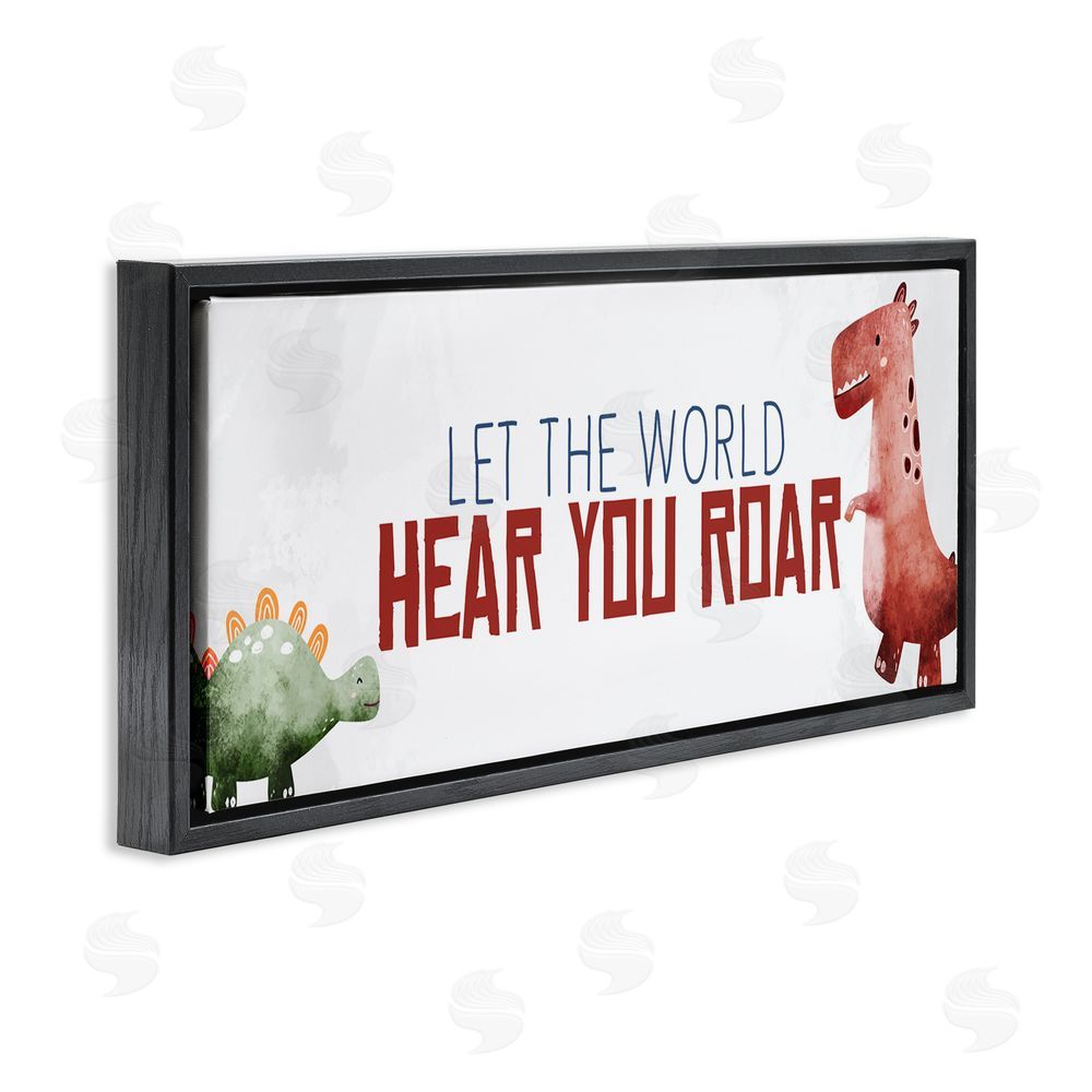 Kim Allen Hear You Roar Dinosaurs Black Floating Frame Canvas Wall Art Print