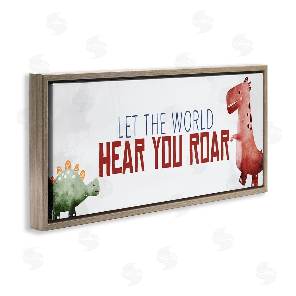 Kim Allen Hear You Roar Dinosaurs Brown Floating Frame Canvas Wall Art Print