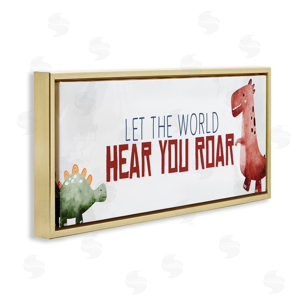 Kim Allen Hear You Roar Dinosaurs Gold Floating Frame Canvas Wall Art Print