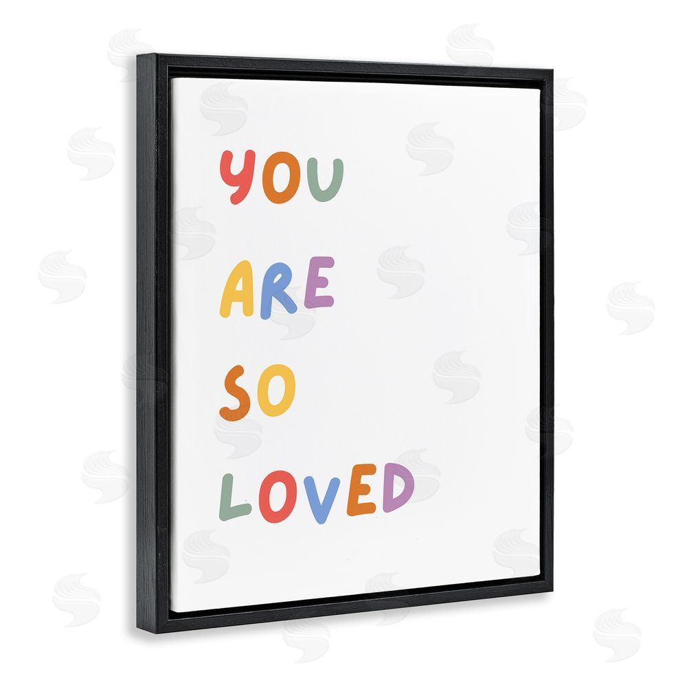 Katie Griggs So Loved Minimal Phrase Black Floating Frame Canvas Wall Art Print