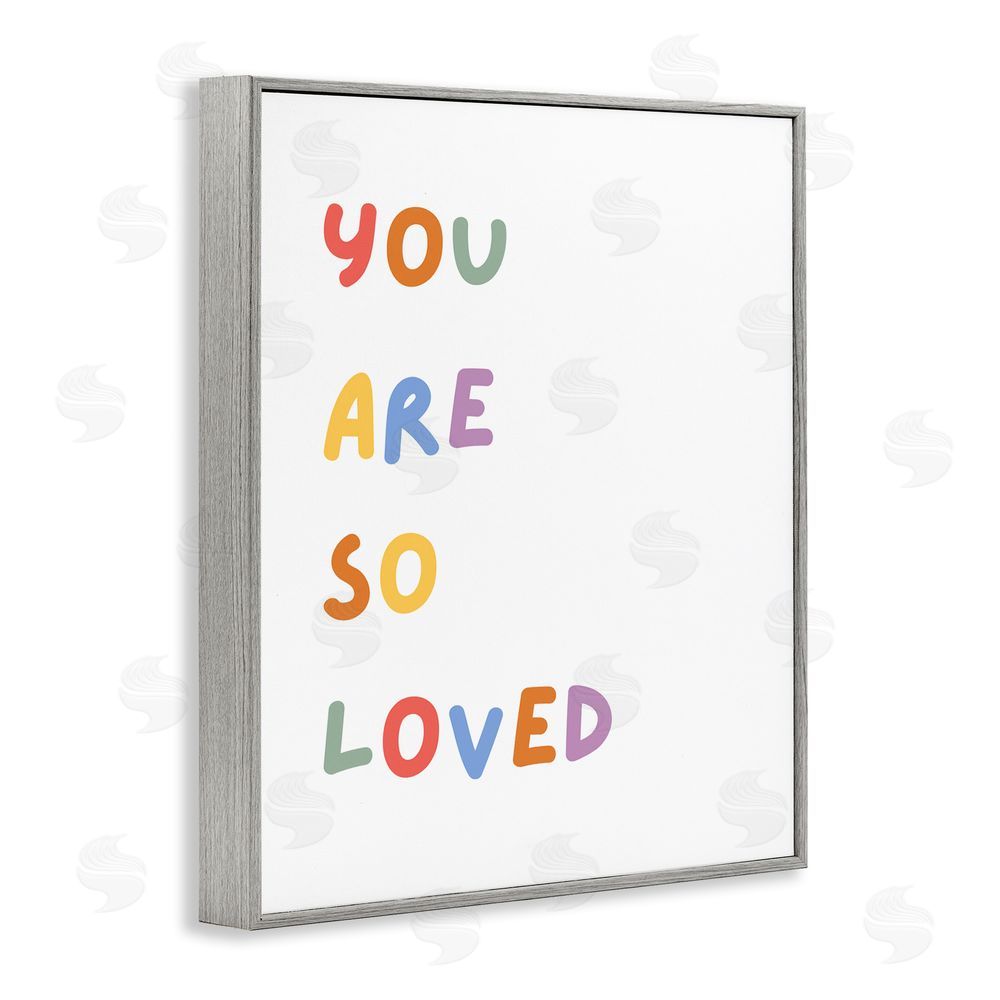 Katie Griggs So Loved Minimal Phrase Gray Framed Giclee Wall Art Print