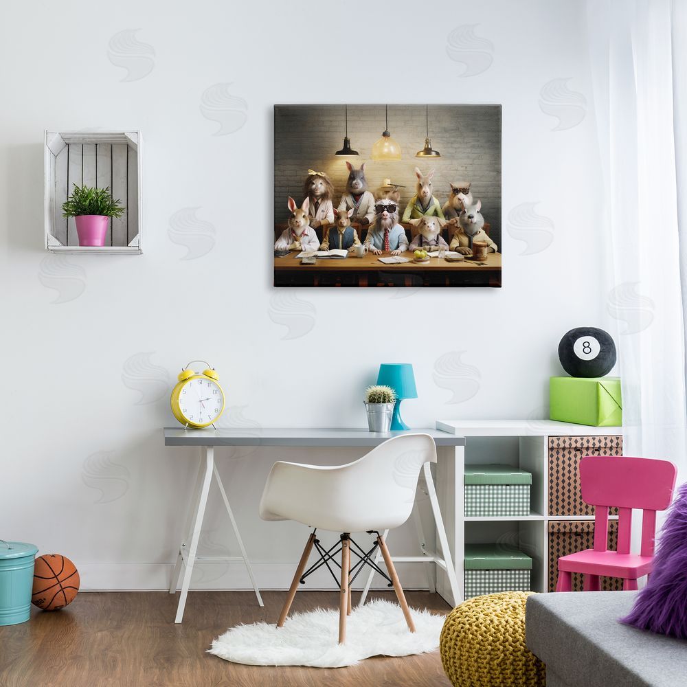 Lazar Studio Wild Animals at Table Canvas Wall Art Print in Room