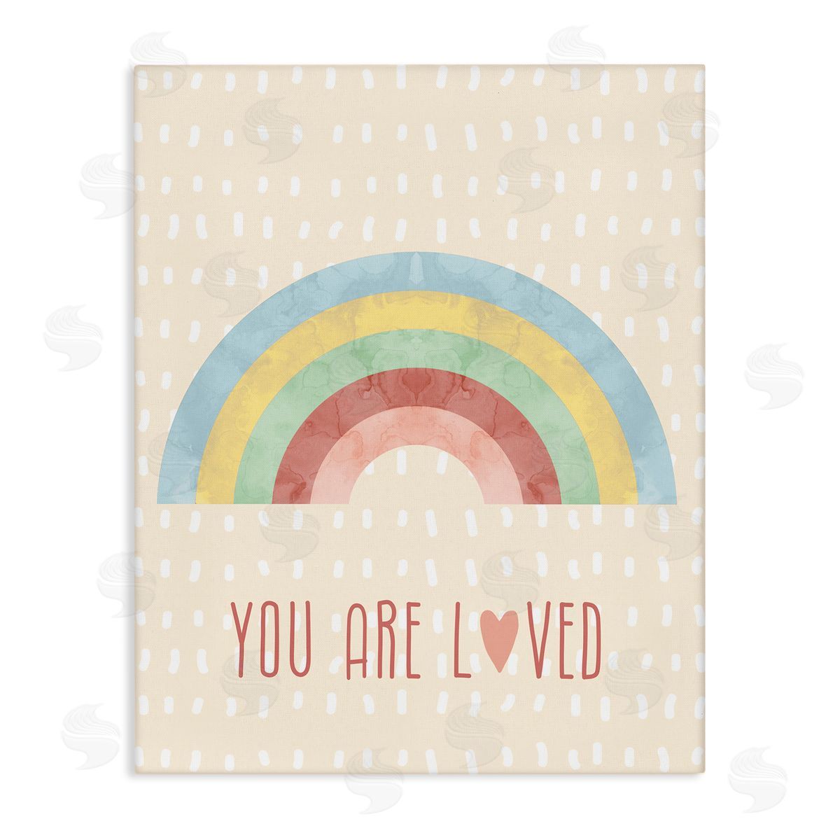 Stupell Studio Loved Rainbow on Yellow Stretched Canvas Wall Art Print