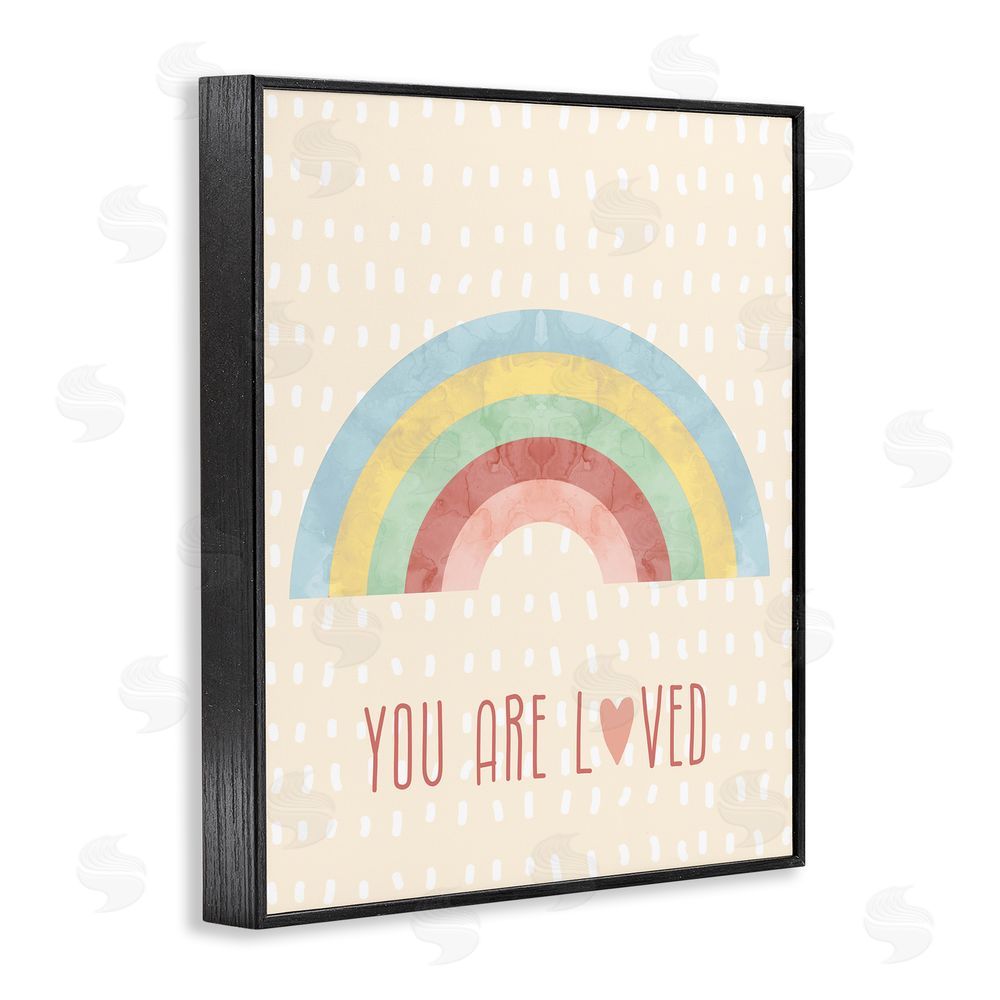 Stupell Studio Loved Rainbow on Yellow Black Framed Giclee Wall Art Print