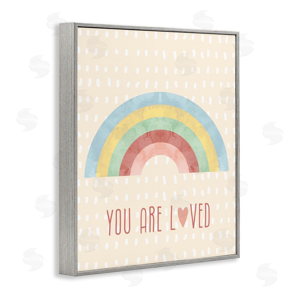 Stupell Studio Loved Rainbow on Yellow Gray Framed Giclee Wall Art Print