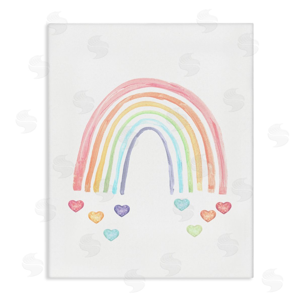 Stupell Studio Rainbow with Falling Hearts Stretched Canvas Wall Art Print