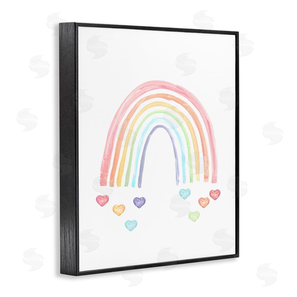 Stupell Studio Rainbow with Falling Hearts Black Framed Giclee Wall Art Print