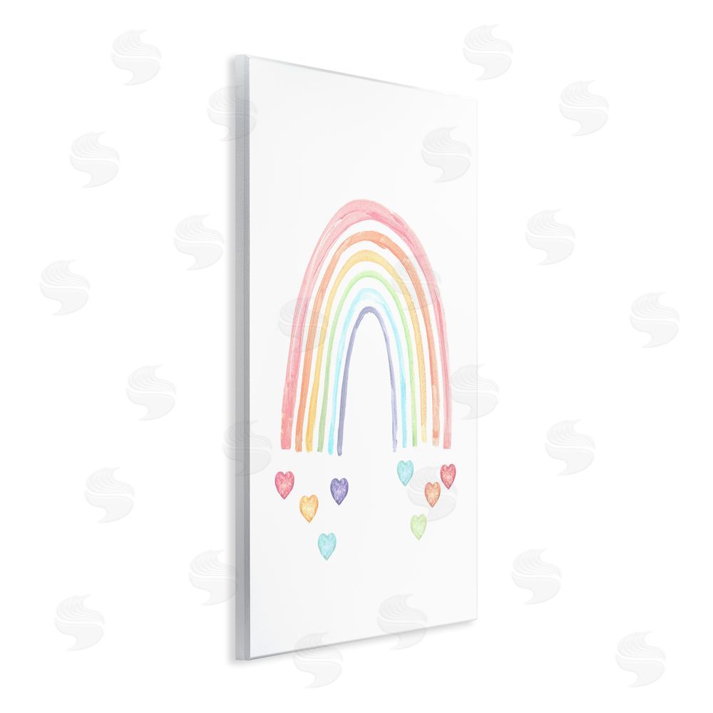 Stupell Studio Rainbow with Falling Hearts Wall Plaque Art Print