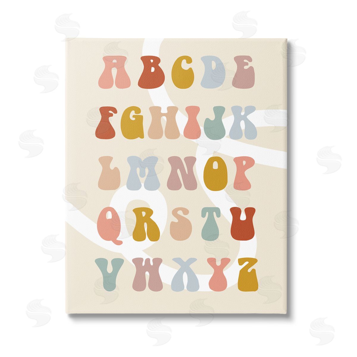 Stupell Studio Alphabet with White Spiral Stretched Canvas Wall Art Print