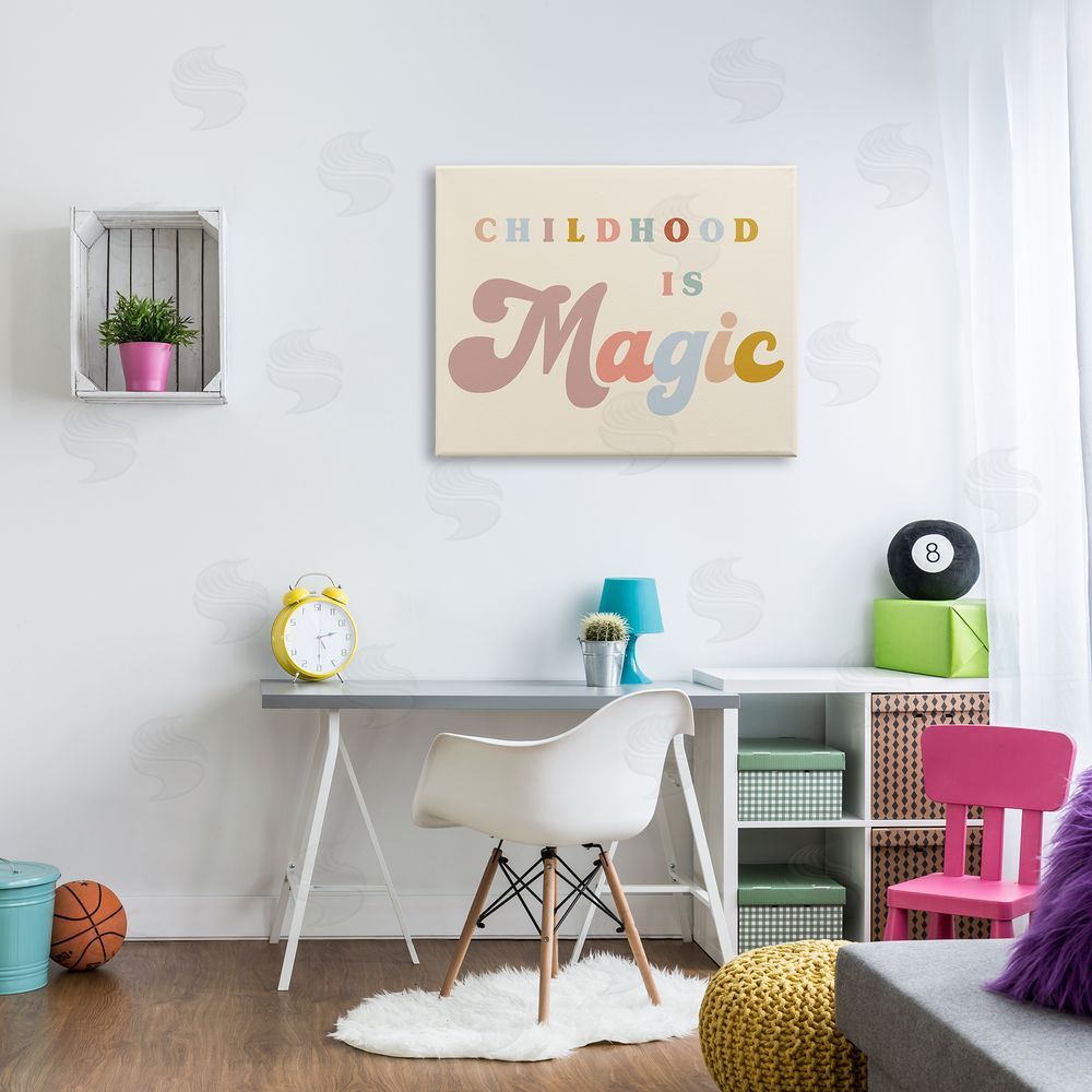 Stupell Studio Muted Childhood is Magic Canvas Wall Art Print in Room