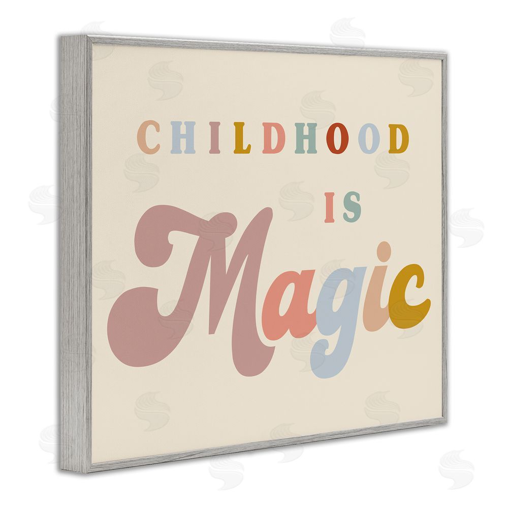 Stupell Studio Muted Childhood is Magic Gray Framed Giclee Wall Art Print