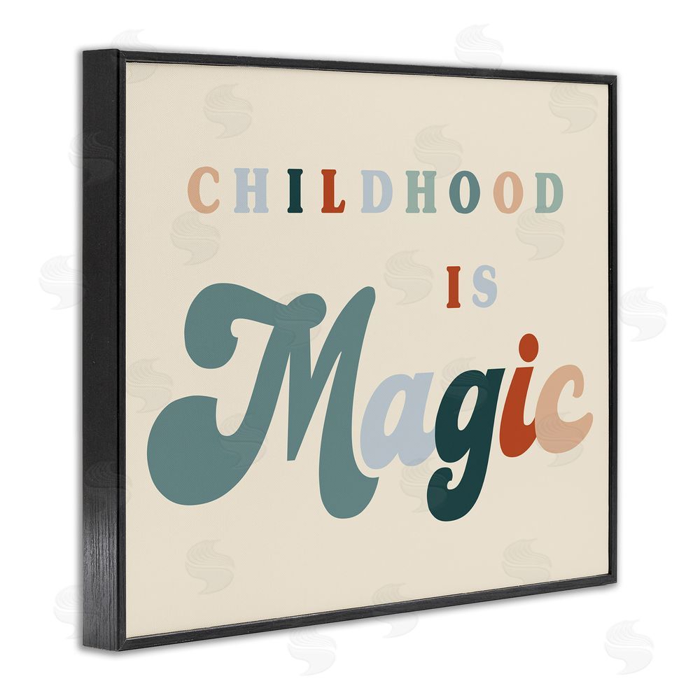 Stupell Studio Childhood is Magic Phrase Black Framed Giclee Wall Art Print