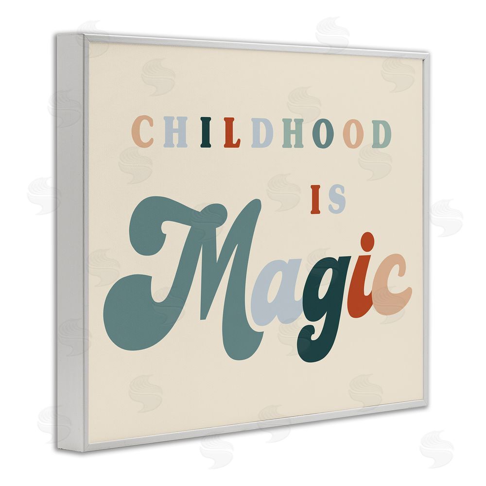 Stupell Studio Childhood is Magic Phrase White Framed Giclee Wall Art Print