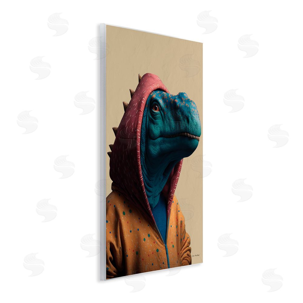 Seven Trees Design Fun T-Rex in Hoodie Wall Plaque Art Print