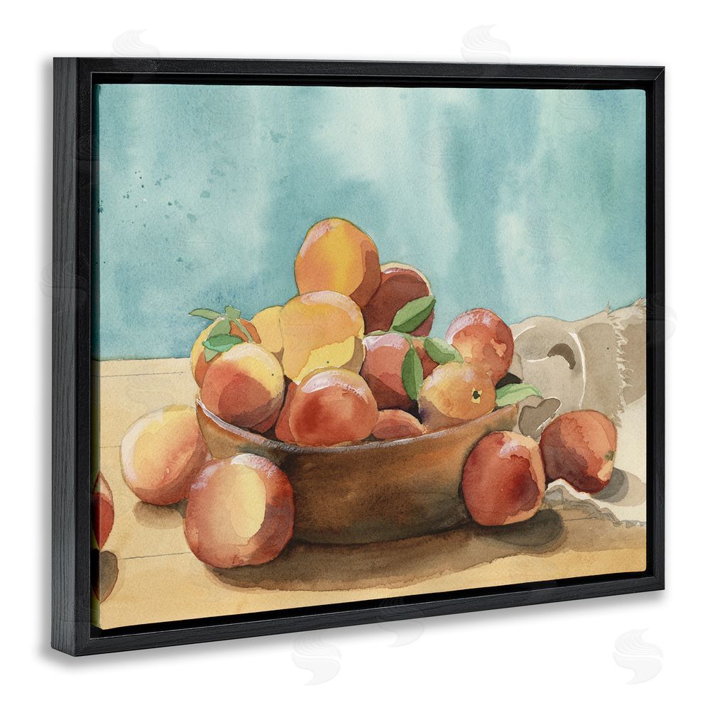 Alicia Longley Kitchen Peaches Still Life Black Floating Frame Canvas Wall Art Print