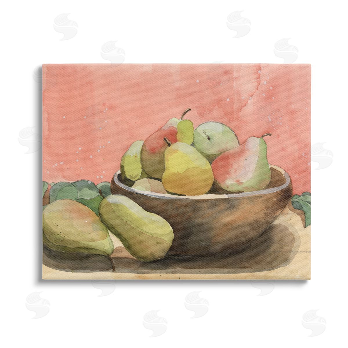 Alicia Longley Watercolor Pears Still Life Stretched Canvas Wall Art Print