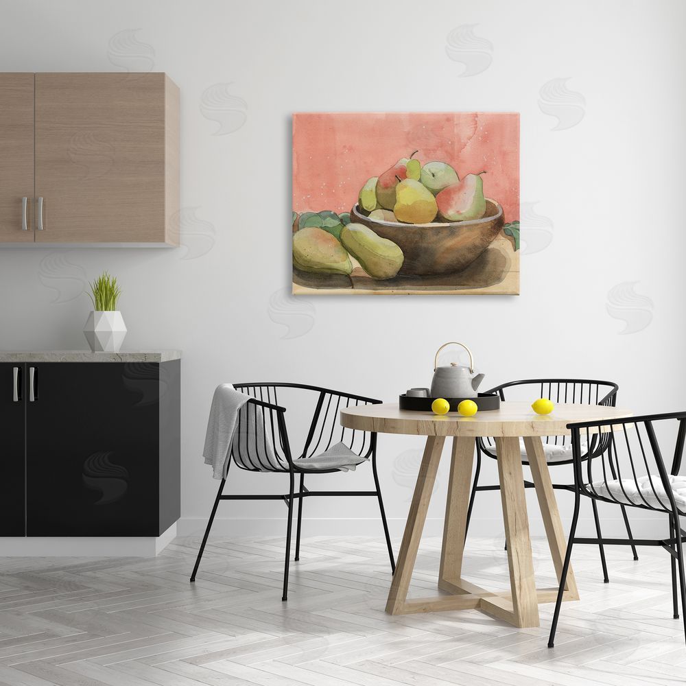 Alicia Longley Watercolor Pears Still Life Canvas Wall Art Print in Room