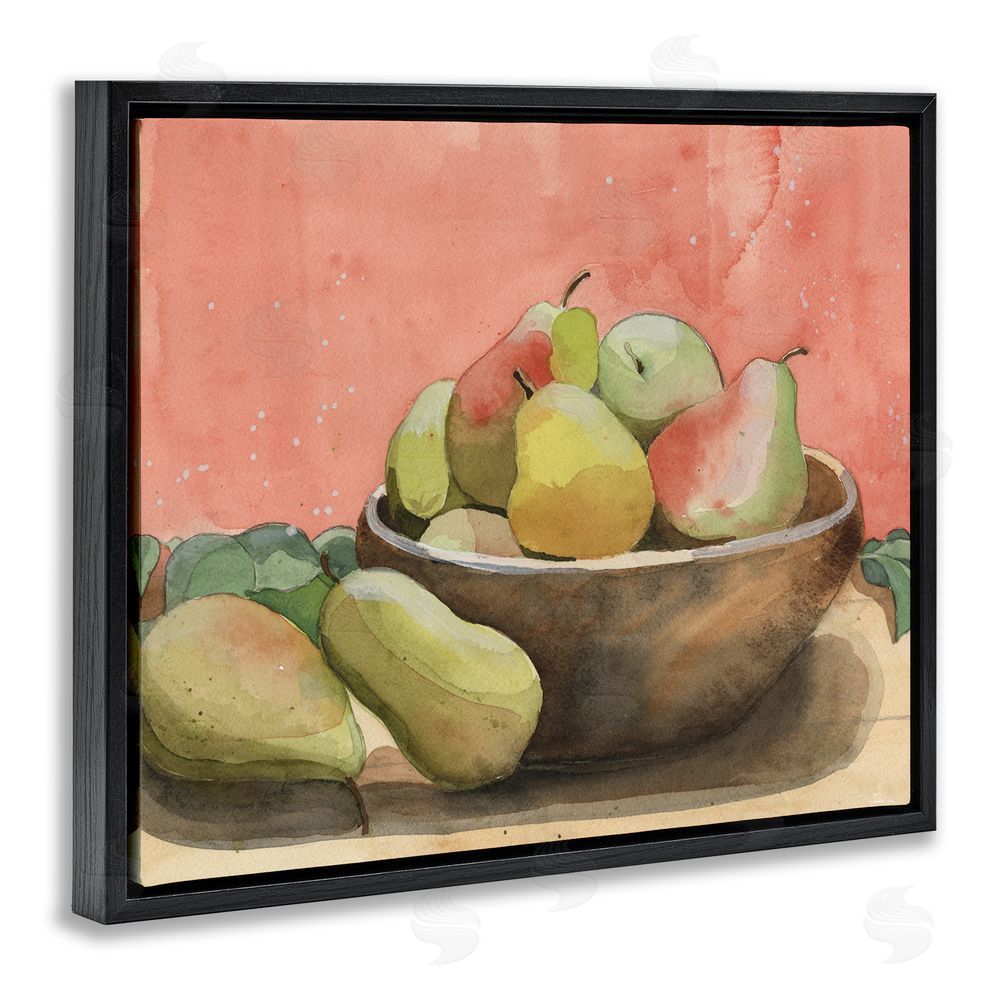 Alicia Longley Watercolor Pears Still Life Black Floating Frame Canvas Wall Art Print
