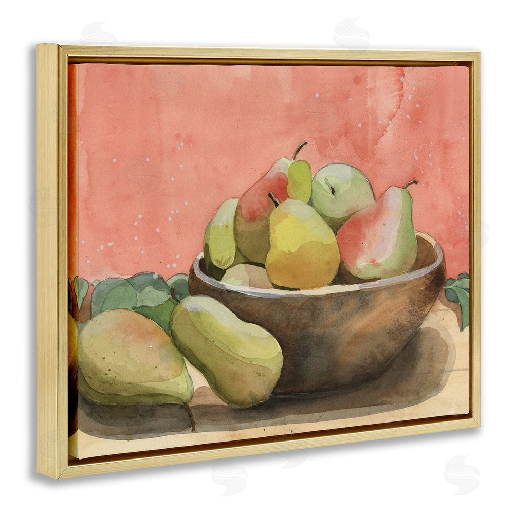 Alicia Longley Watercolor Pears Still Life Gold Floating Frame Canvas Wall Art Print