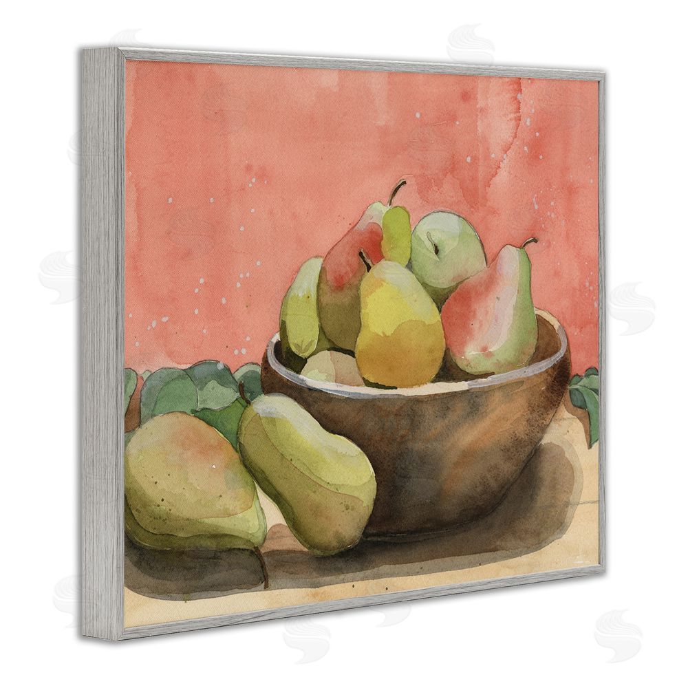 Alicia Longley Watercolor Pears Still Life Gray Framed Giclee Wall Art Print