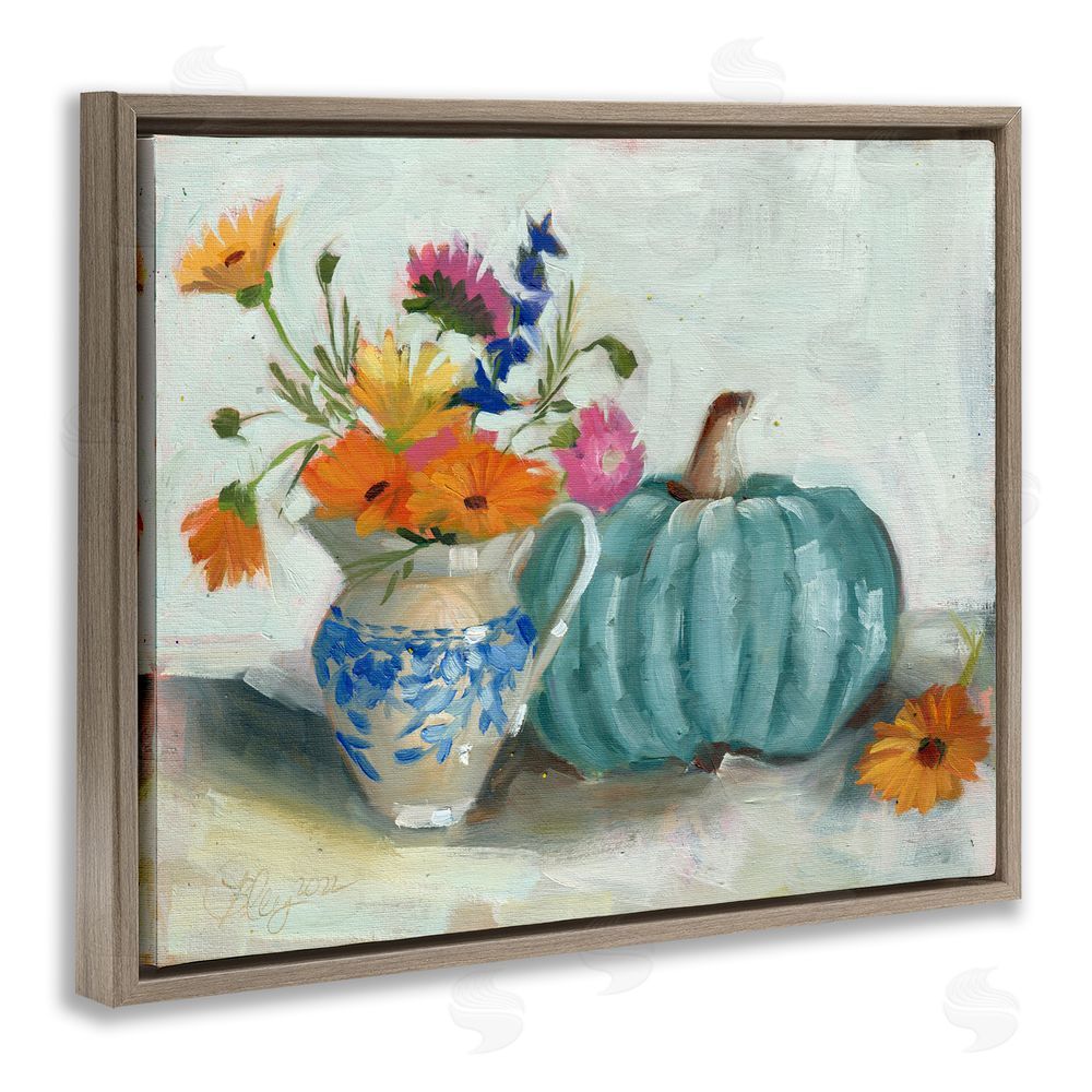 Bley Hack Autumnal Botanicals Still Life Brown Floating Frame Canvas Wall Art Print