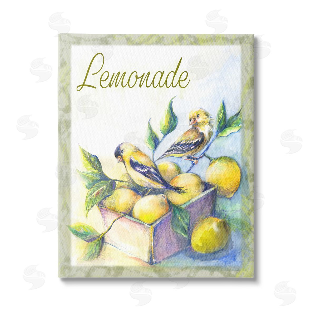 Joy Allen Lemonade Phrase with Canaries Stretched Canvas Wall Art Print