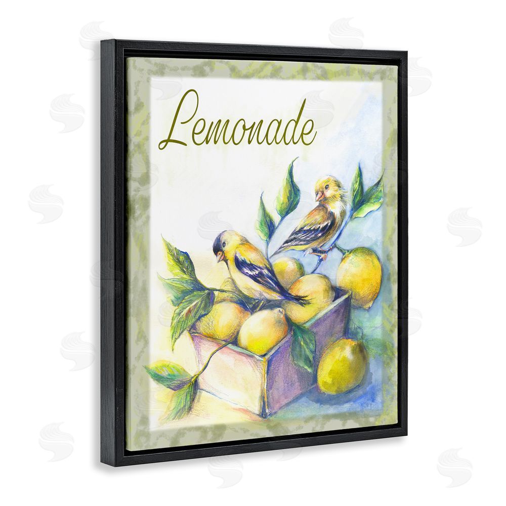 Joy Allen Lemonade Phrase with Canaries Black Floating Frame Canvas Wall Art Print