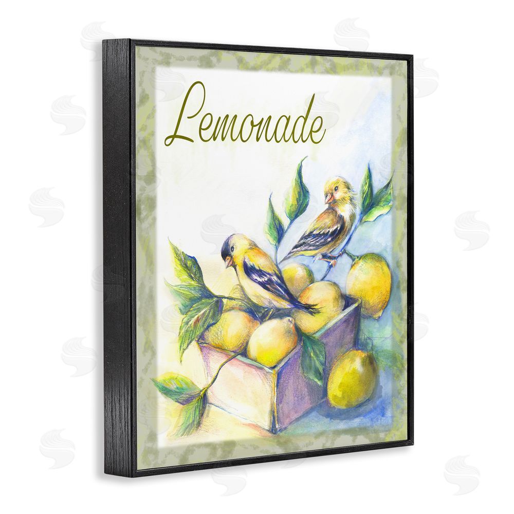 Joy Allen Lemonade Phrase with Canaries Black Framed Giclee Wall Art Print