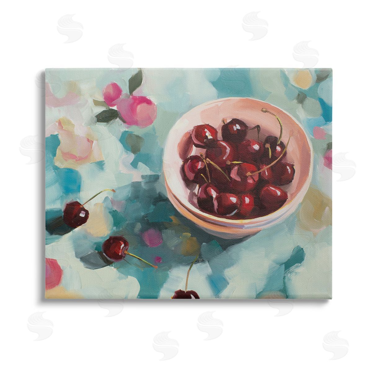 Jenny Westenhofer Cherries Still Life Painting Stretched Canvas Wall Art Print