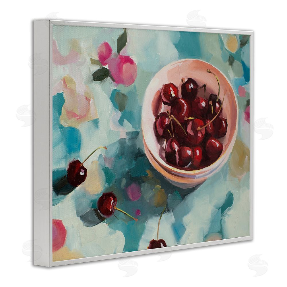 Jenny Westenhofer Cherries Still Life Painting White Framed Giclee Wall Art Print