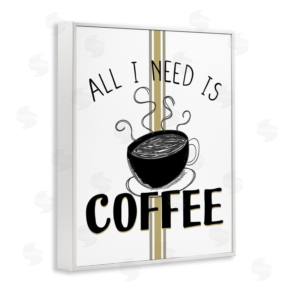 Kim Allen Coffee Phrase with Bistro Stripe White Framed Giclee Wall Art Print