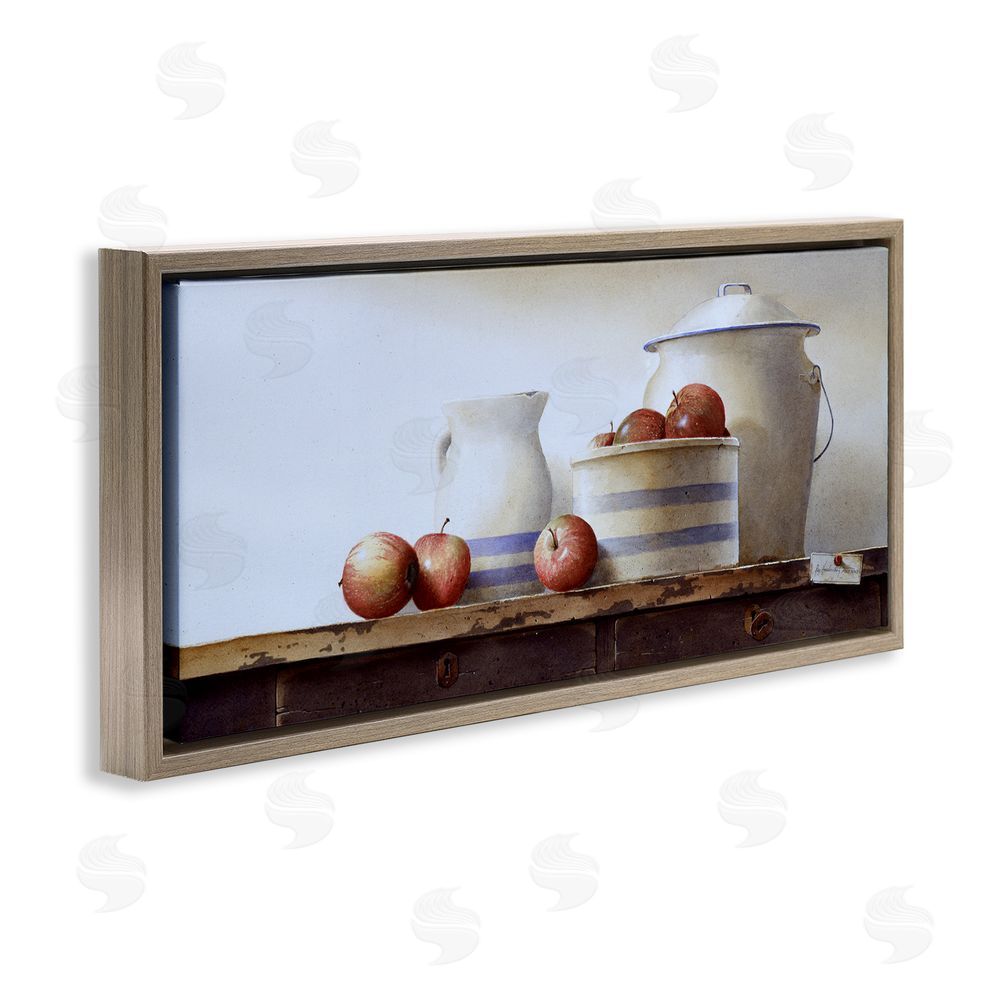 Ray Hendershot Farmhouse Apples Still Life Brown Floating Frame Canvas Wall Art Print