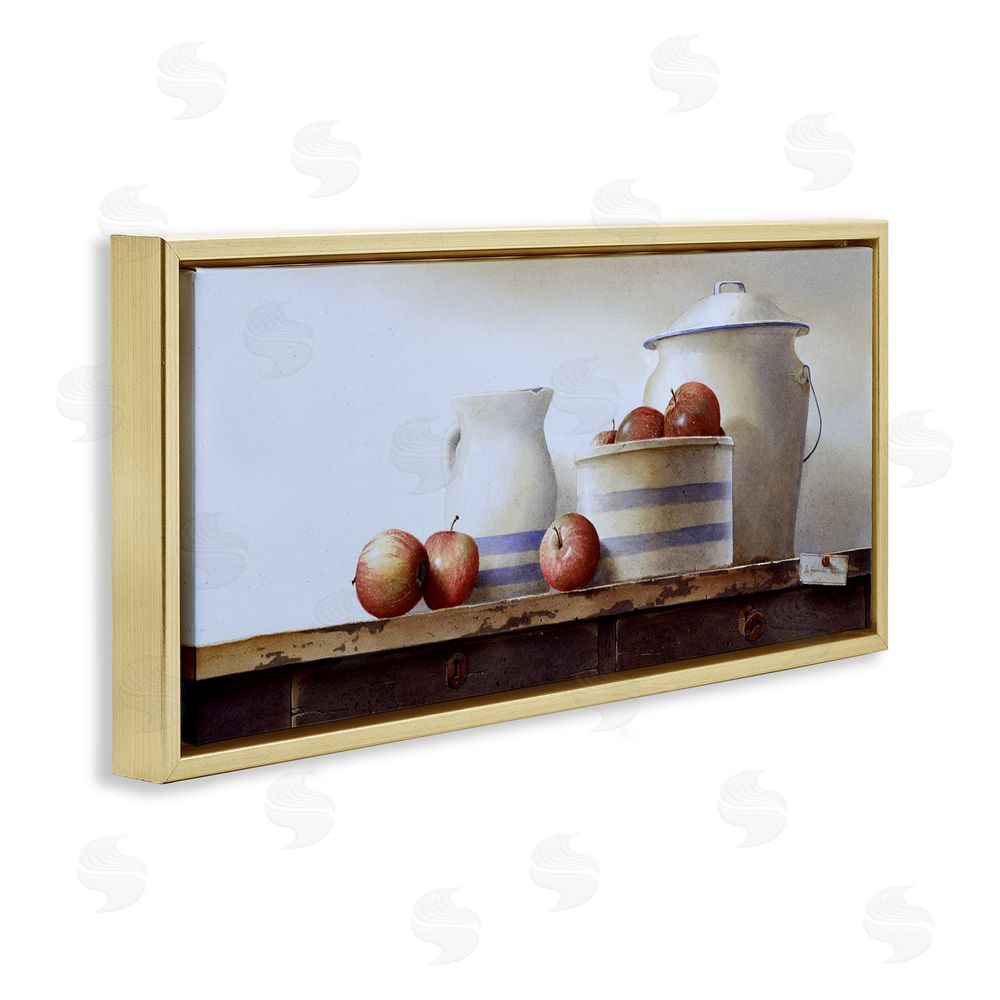 Ray Hendershot Farmhouse Apples Still Life Gold Floating Frame Canvas Wall Art Print
