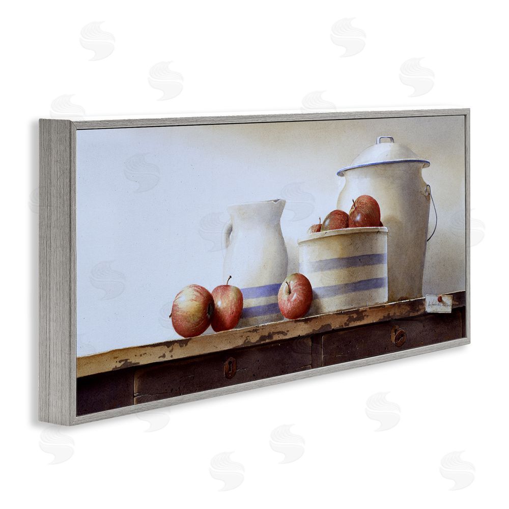 Ray Hendershot Farmhouse Apples Still Life Gray Framed Giclee Wall Art Print