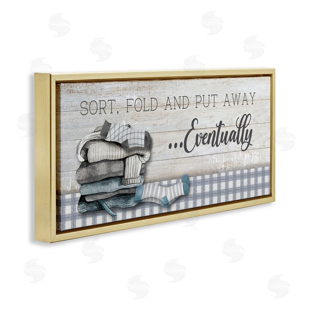 Conrad Knutsen Laundry Put Away Eventually Gold Floating Frame Canvas Wall Art Print